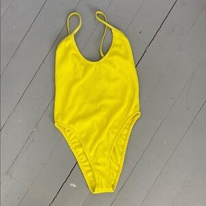 Good American Always Fit One Piece Swimsuit in Electric Yellow